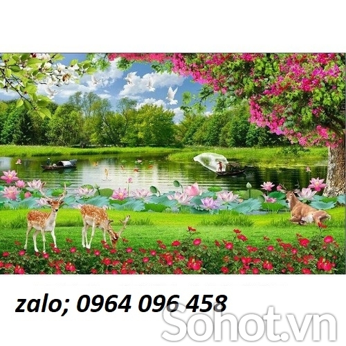 Mẫu tranh gạch 3d phong cảnh sông nước - 09CL