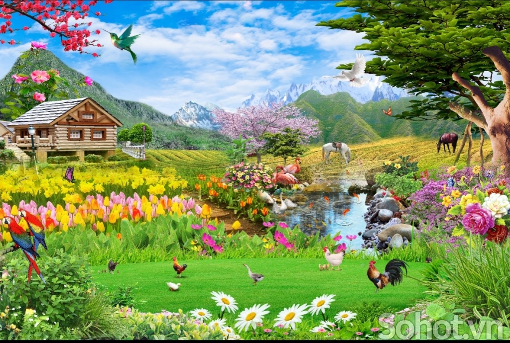 Tranh gạch 3D ốp tường phòng khách