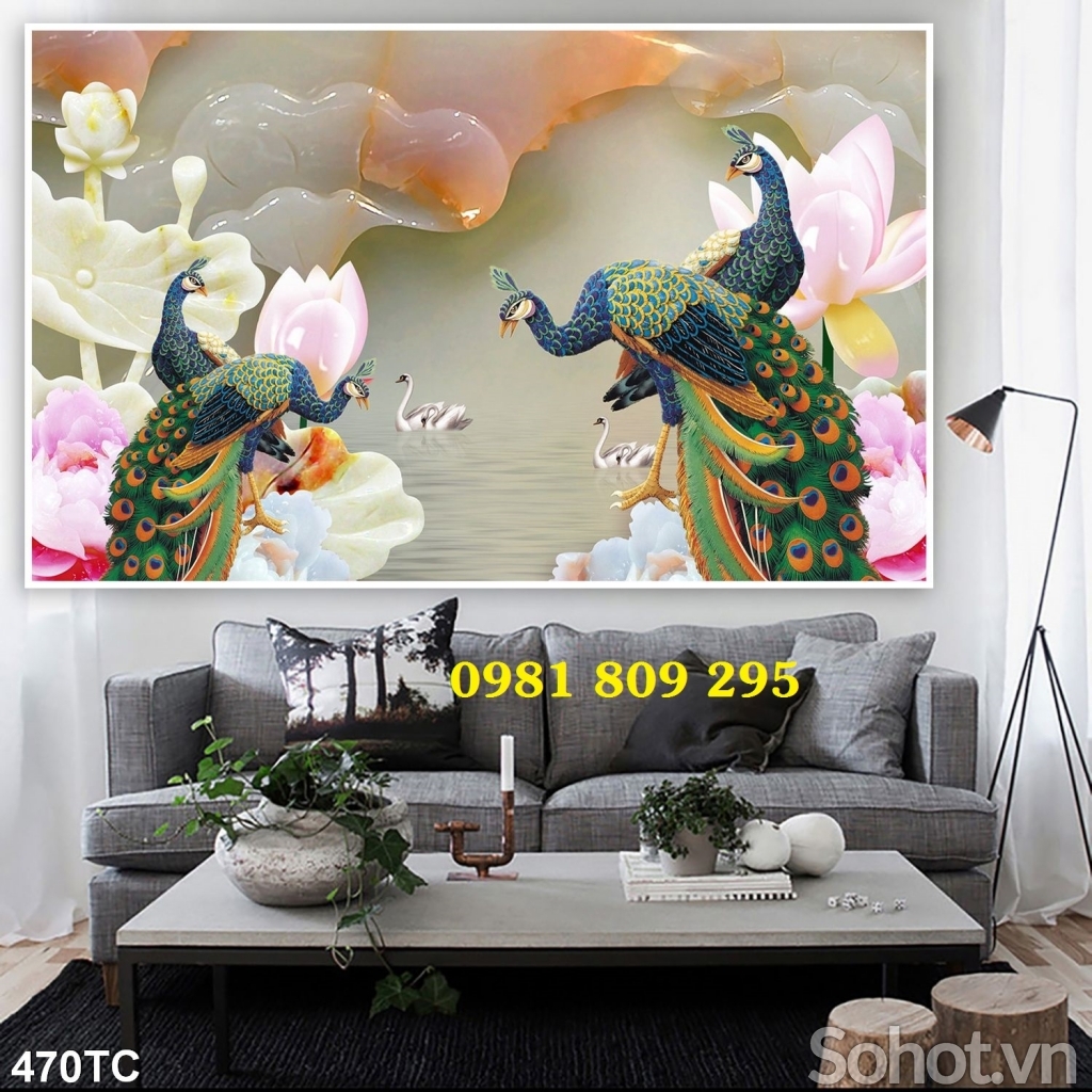 Tranh con công - gạch tranh 3d