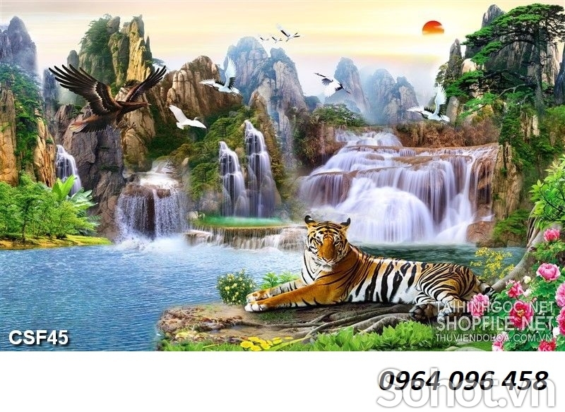 Tranh hổ 3d- tranh gạch 3d con hổ - 876D