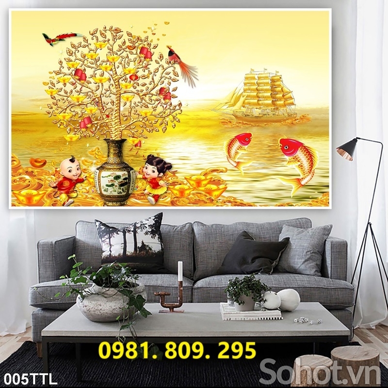 Tranh gạch , gạch cao cấp 3d kim tiên tiền HN8383