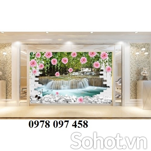 Tranh hoa hồng day leo - gạch tranh họa tiết