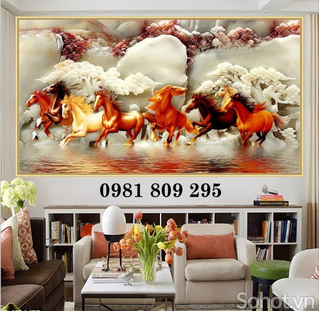 Tranh gạch men ngựa , gạch tranh 3d phòng khách