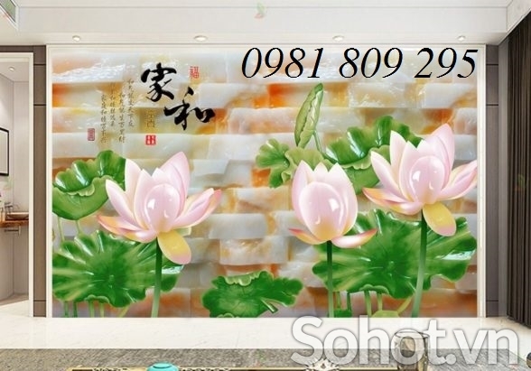 Tranh hoa sen ốp tường - gạch 3d