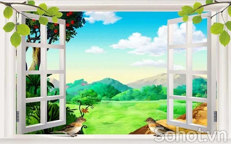 Tranh gạch cửa sổ 3D