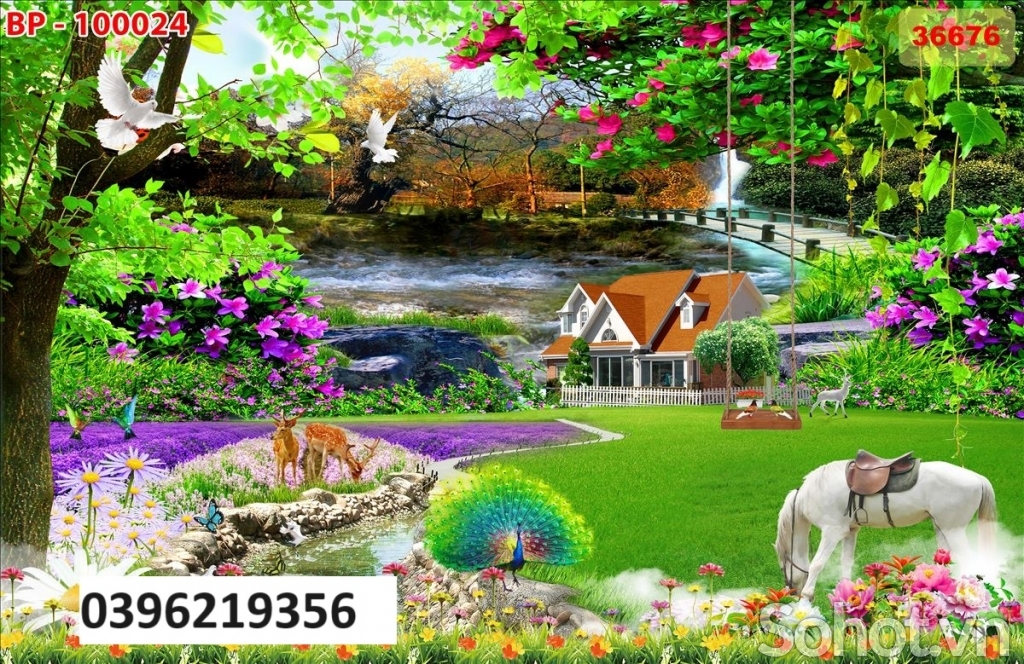Tranh gạch sơn thủy đẹp trang trí