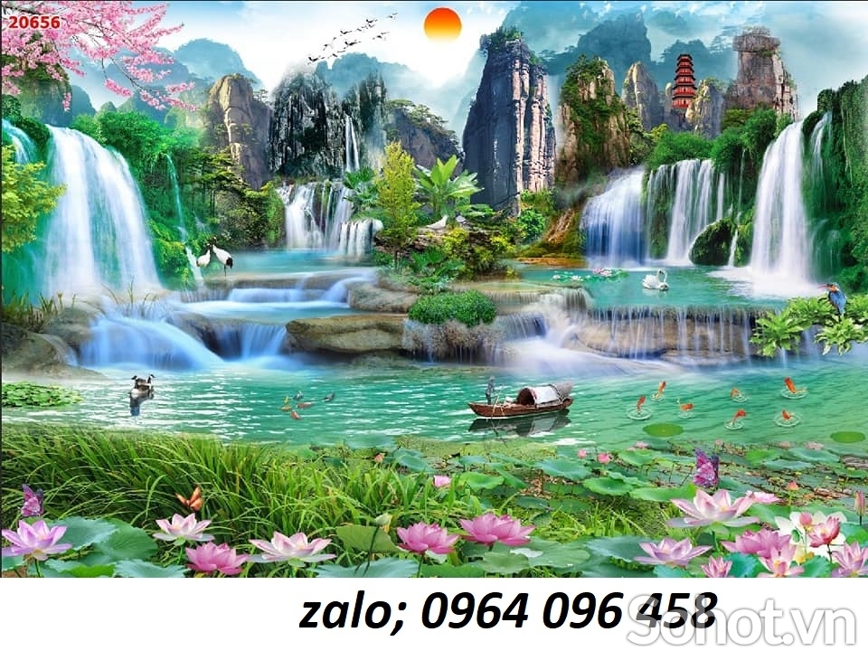 Tranh gạch 3d phong cảnh sông núi - PTR5