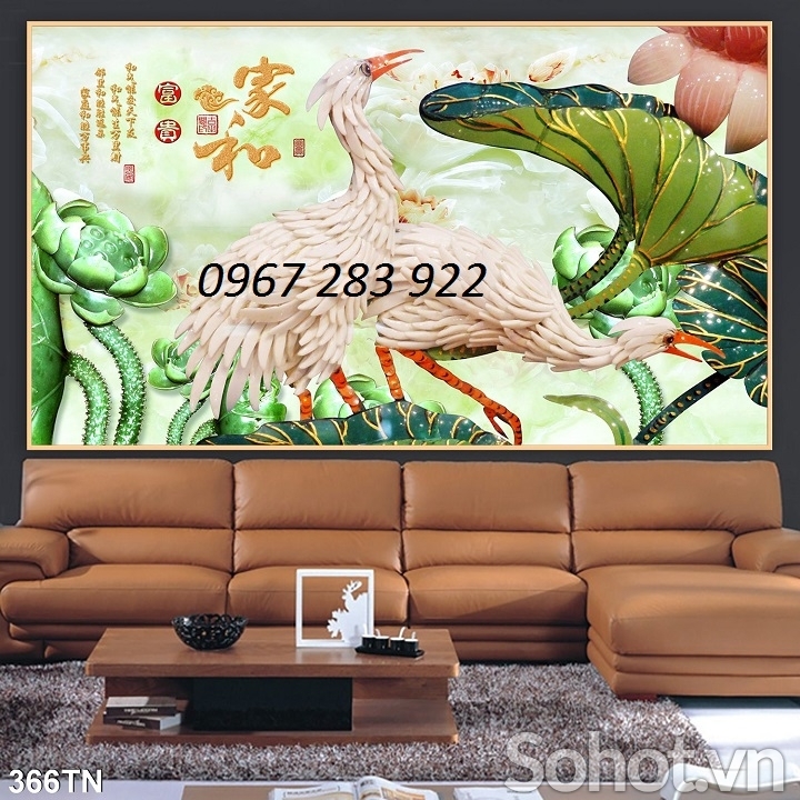 Tranh phong thủy gạch men chim hạc 3d