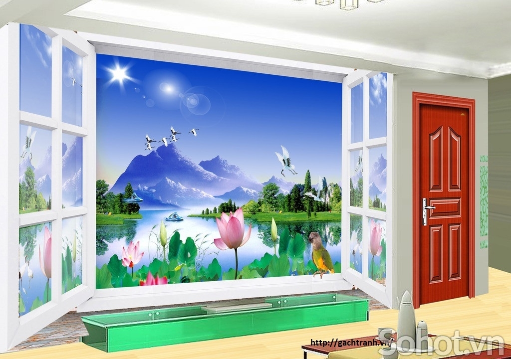 Tranh gạch 3d dán tường cửa sổ - 854CM