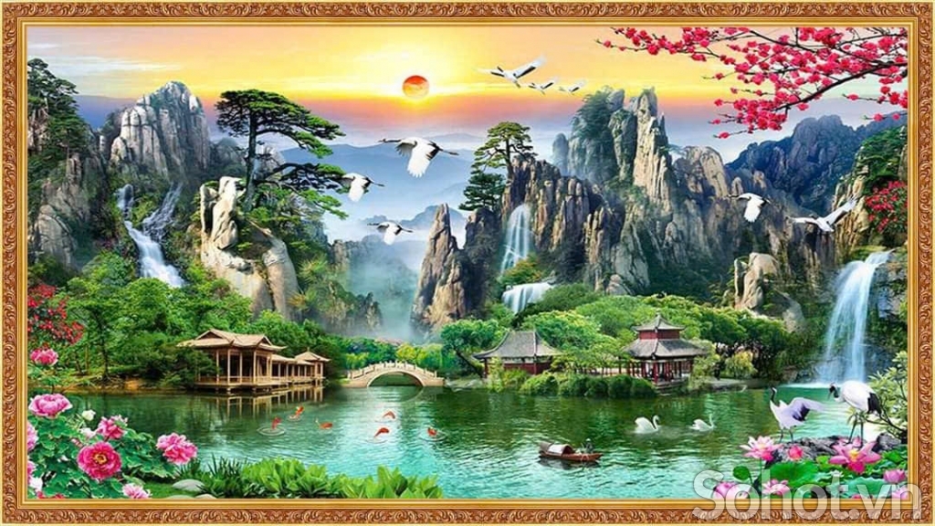 Tranh gạch 3d ốp tường phong cảnh đồng quê - VXC43