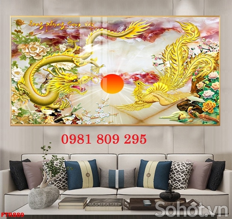 Tranh rồng phượng, gạch tranh ốp tường VF8878