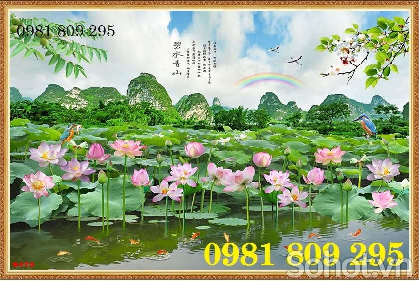 Tranh  gạch men hoa sen