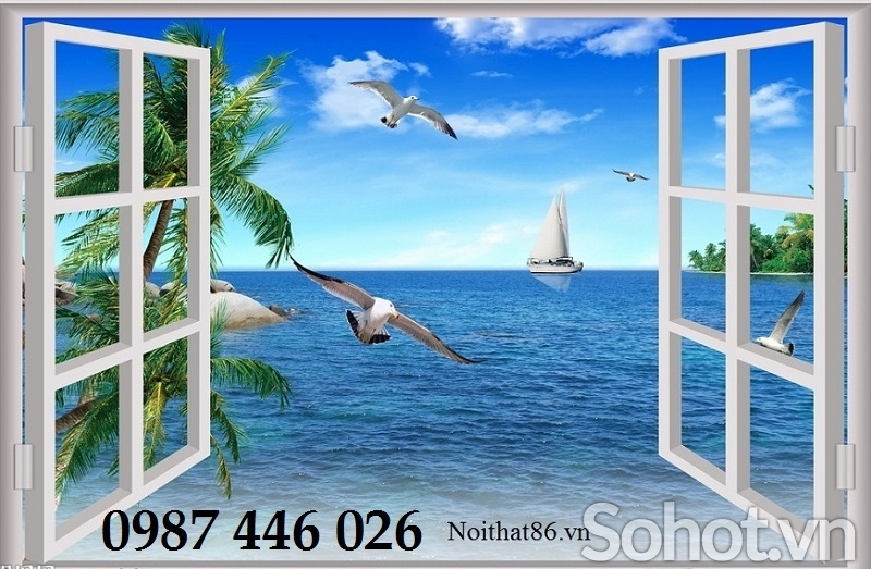 Gạch ốp tường tranh gạch 3d cửa sổ HP7272