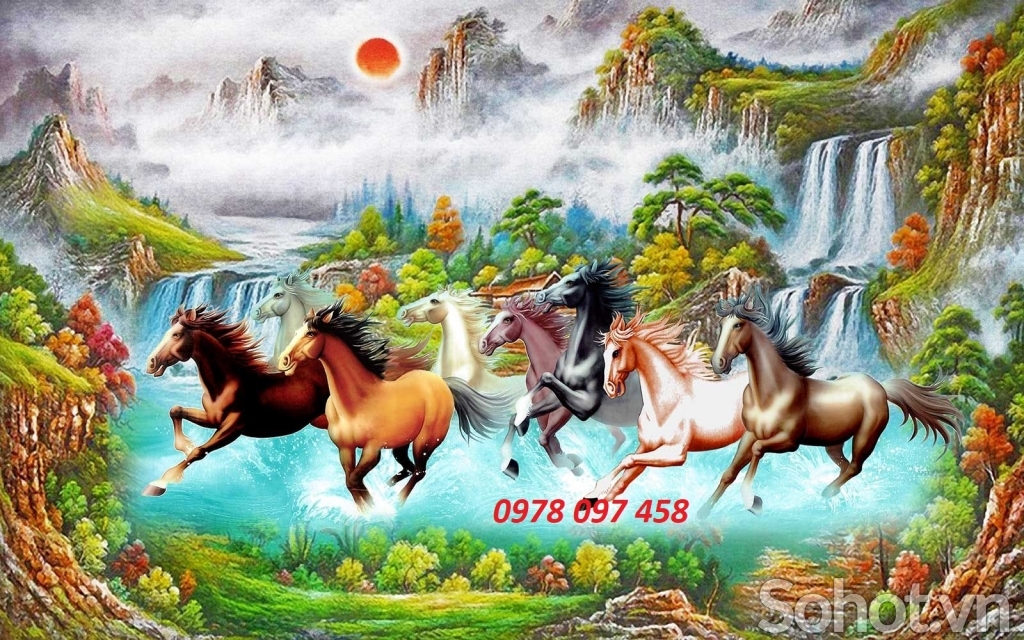 Tranh gạch men họa tiết mã đáo thành công