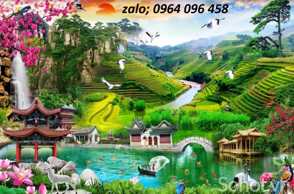 Tranh gạch 3d phong cảnh đồng quê - KFCX33