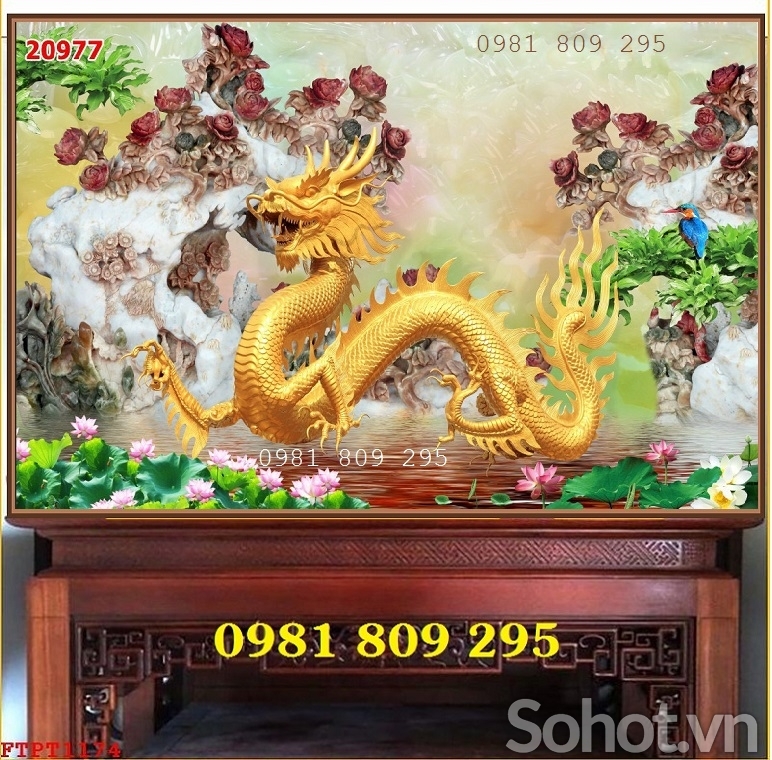 Tranh rồng phượng vàng, gạch tranh 3d