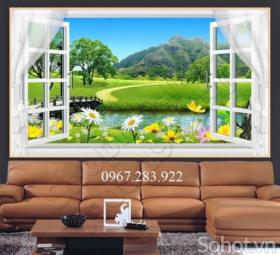 Gạch tranh- Tranh phong cảnh cửa sổ
