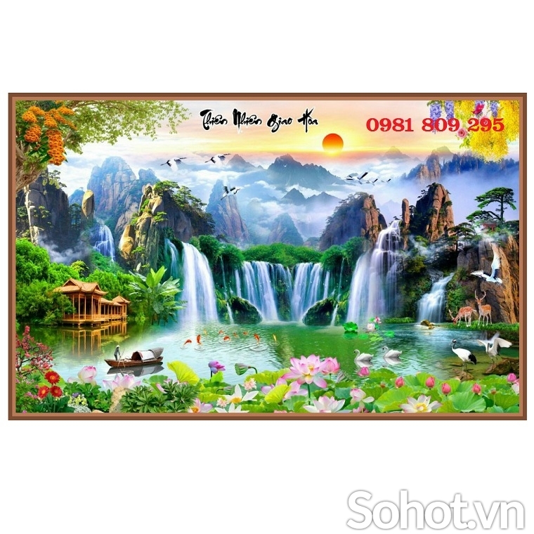 Tranh gạch phong cảnh, tranh thác nước 3d ốp tường GP566