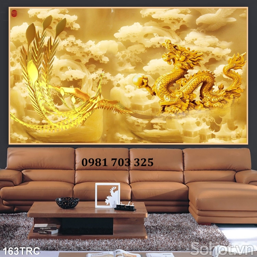 Tranh gạch rồng phượng phong thủy dán tường