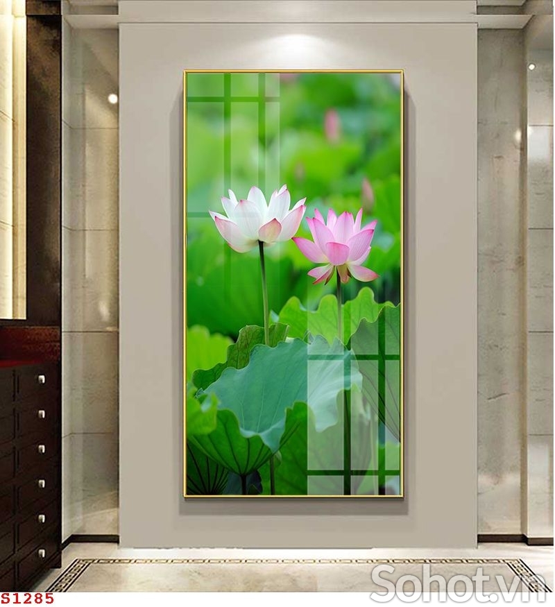 Gạch tranh 3d hoa sen trang trí
