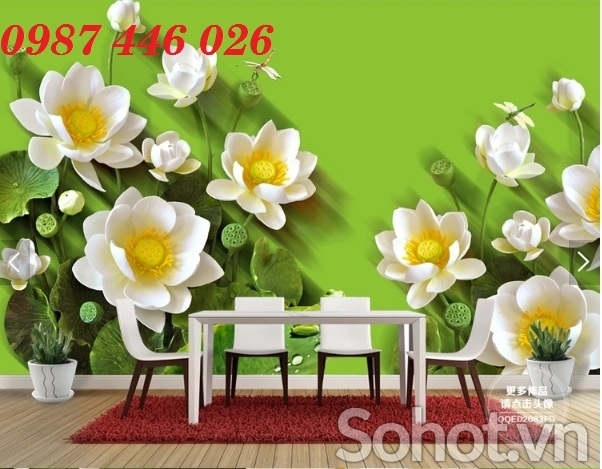 Gạch tranh hoa sen, 3d ốp tường HP9832