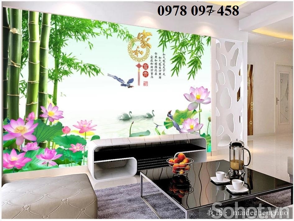 Tranh gạch 3D - hoa sen