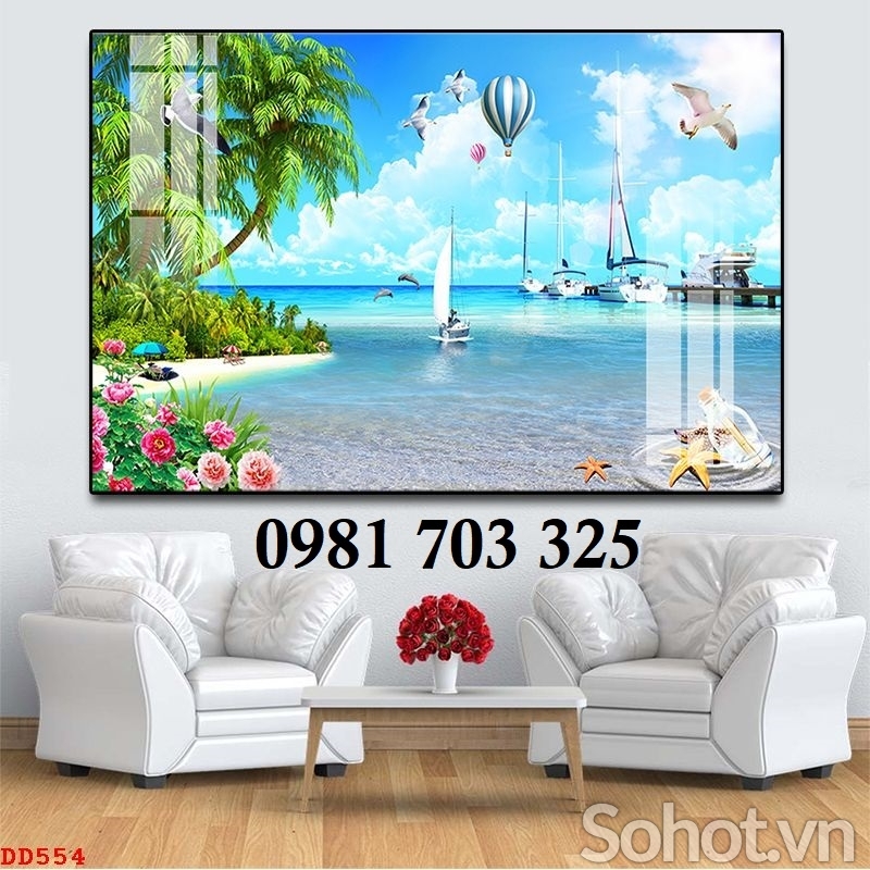Gạch tranh phong cảnh biển trang trí tường