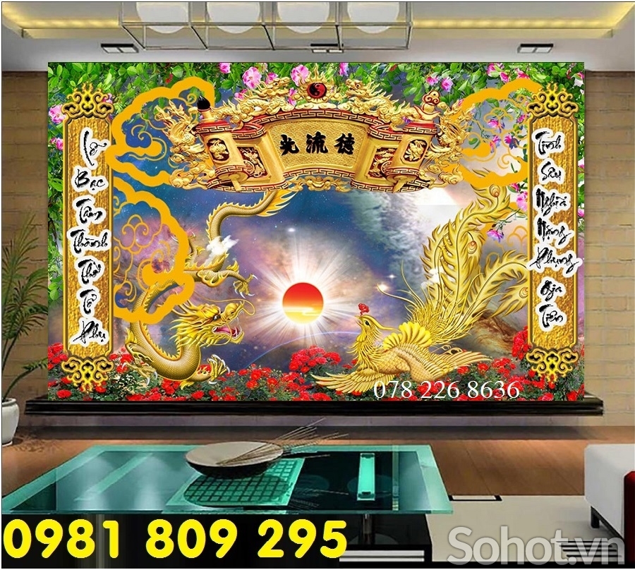 Gạch tranh 3d , tranh long phụng