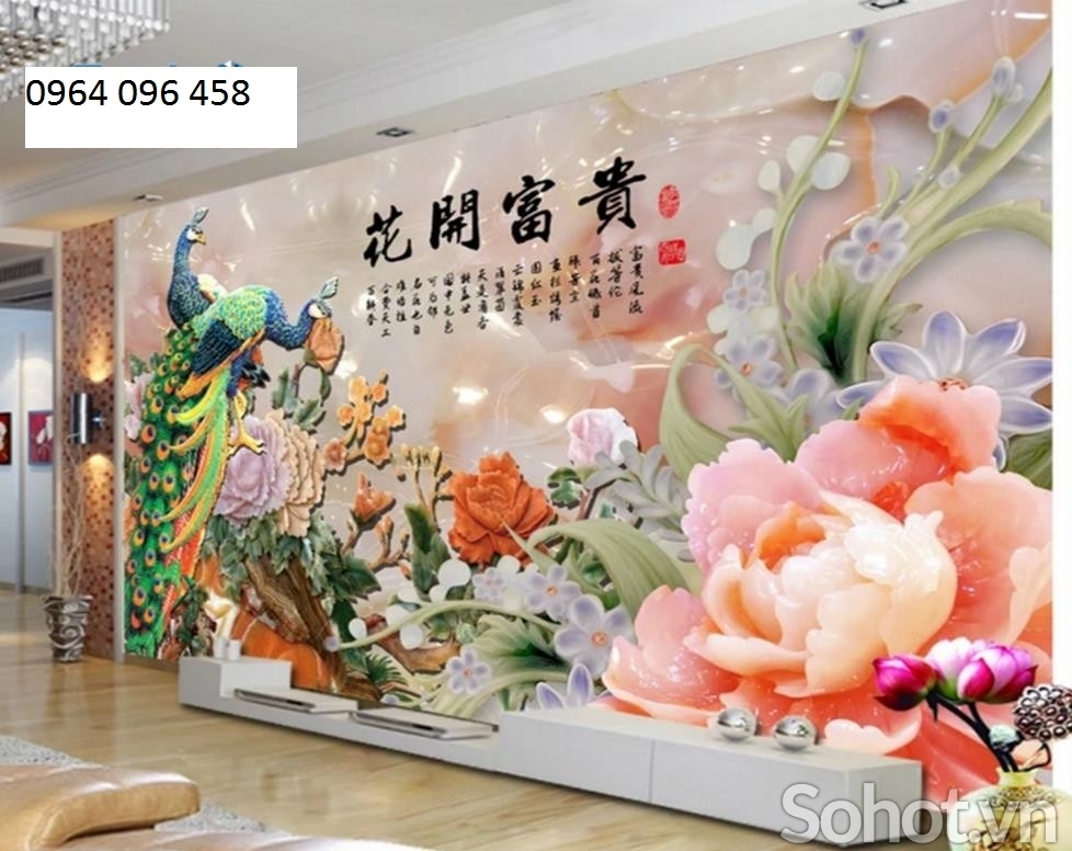 Tranh gạch 3d con công - 9999CP