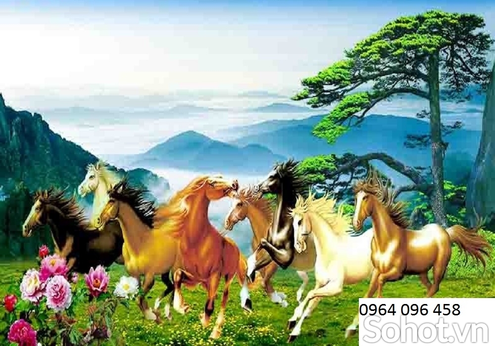 Tranh gạch 3d bát mã - GVX44