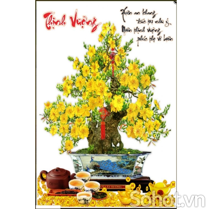 Tranh cây mai vàng - tranh gạch 3d cây mai vàng - TDV54