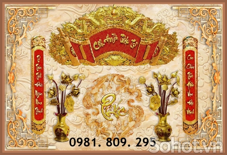 Gạch tranh ban thờ đức lưu quang