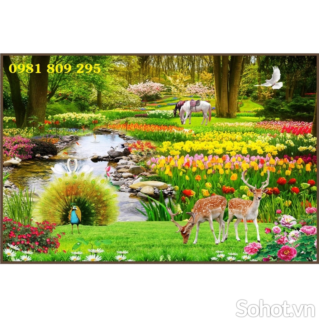 Gạch 3d , tranh gạch men rừng hoa