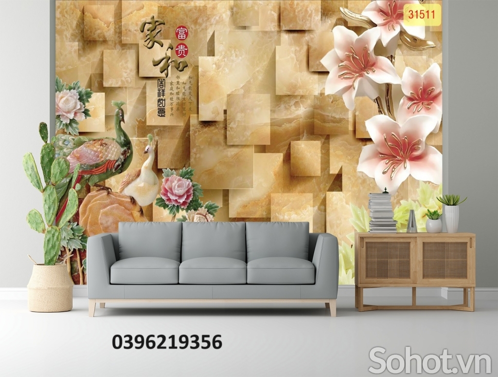 Tranh 3D đẹp hình công phượng trang trí