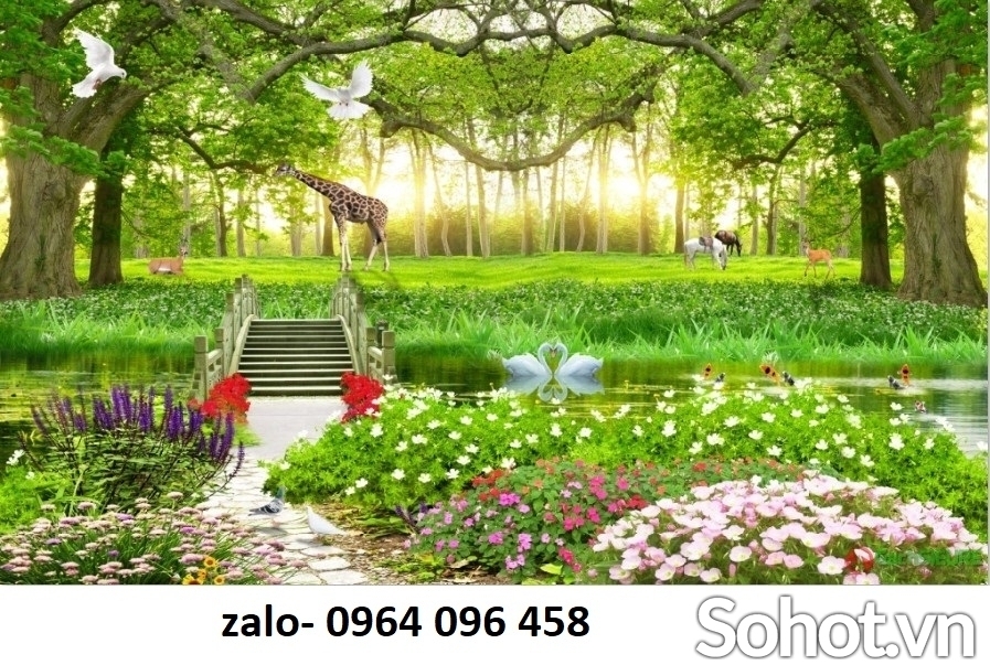 Tranh gạch 3d phong cảnh vườn hoa thiên nhiên - SXCN89