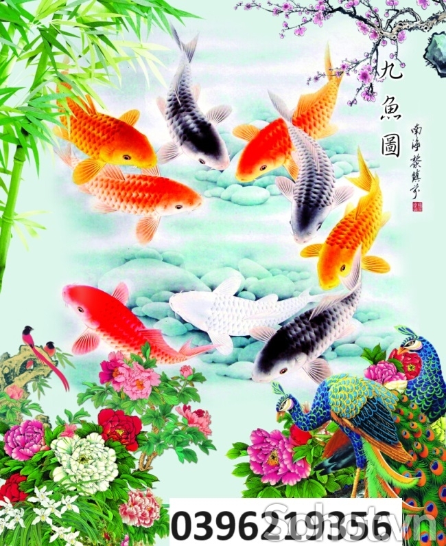 Tranh chim công đẹp trang