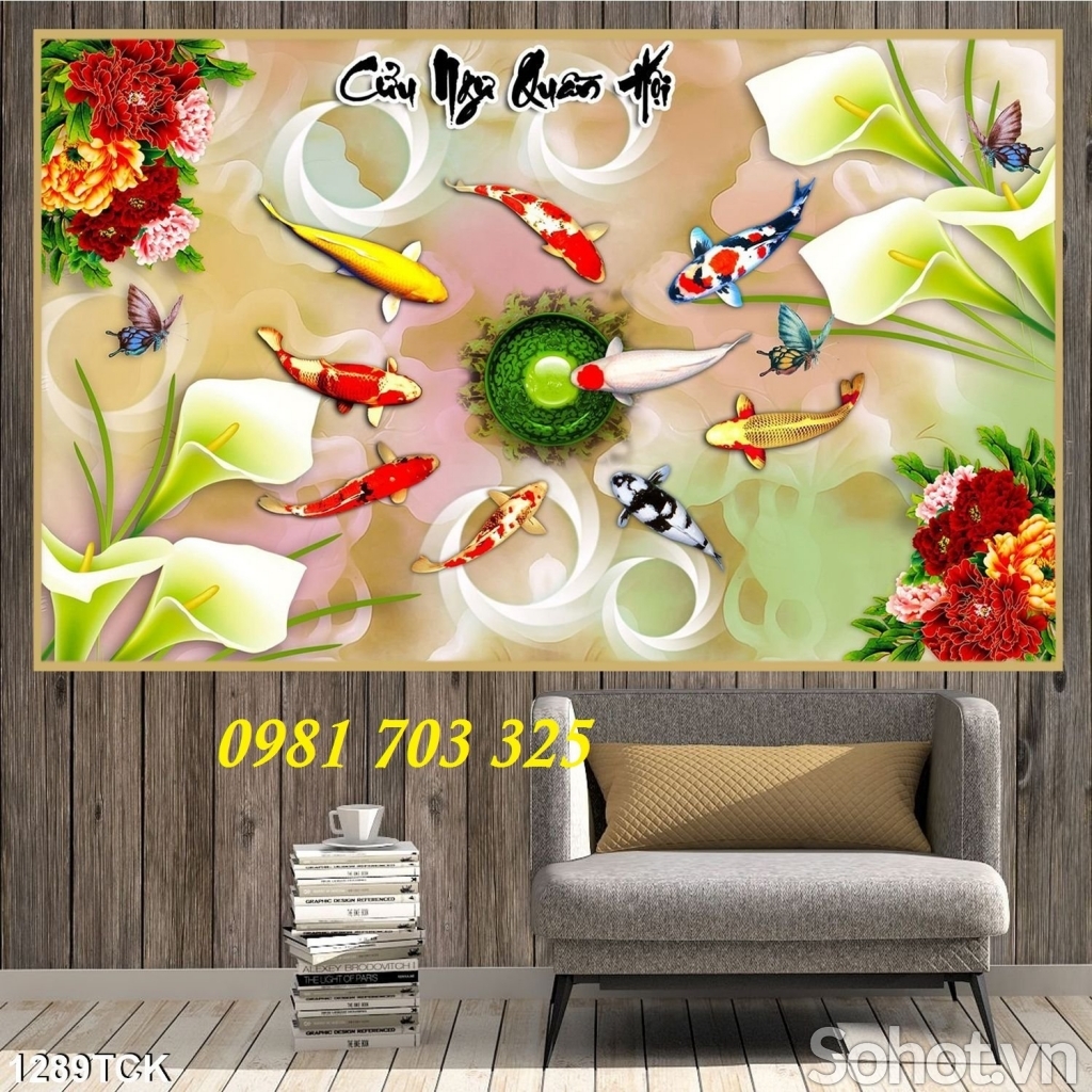 Tranh cá chép phong thủy 3d
