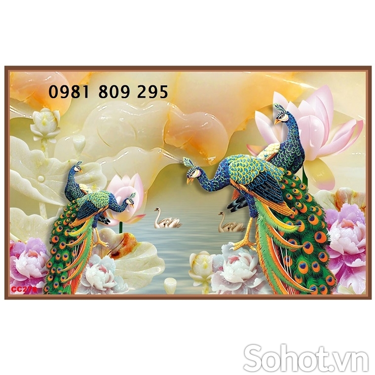 Gạch trang trí 3d con công HP3695
