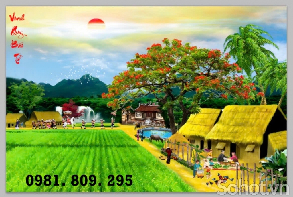 Gạch 3d làng quê , cảnh việt đẹp HN8328