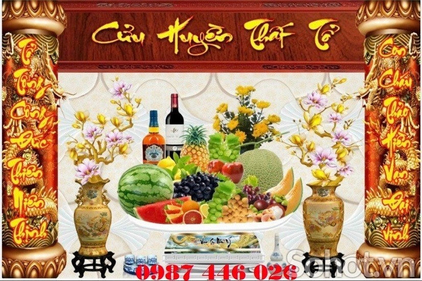 Tranh gạch men phòng thờ Ho6882