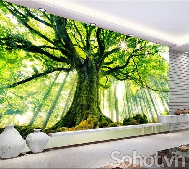 Tranh gạch 3d ốp tường rừng cây - MXC39