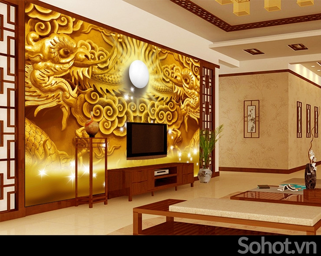 Tranh gạch 3d rồng vàng - FXSX33