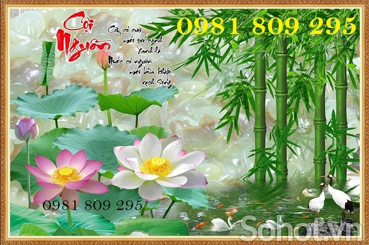 Mẫu tranh gạch hoa sen cao cấp JP65