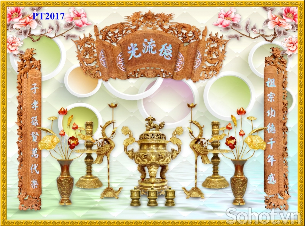 Phòng thơ gia tiên - gạch tranh 3D
