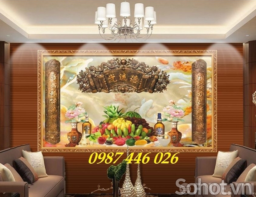 Tranh gạch phòng thờ - tranh ốp tường