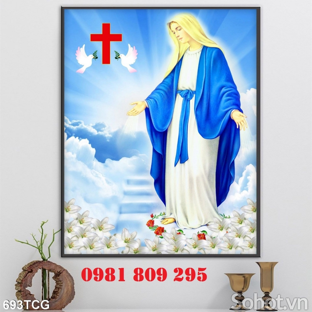Tranh gạch thiên chúa , tranh đức mẹ maria HP76755