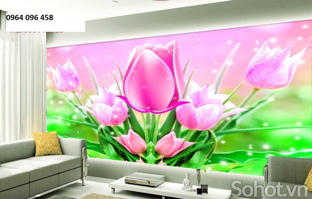 mẫu tranh gạch 3d hoa cỏ