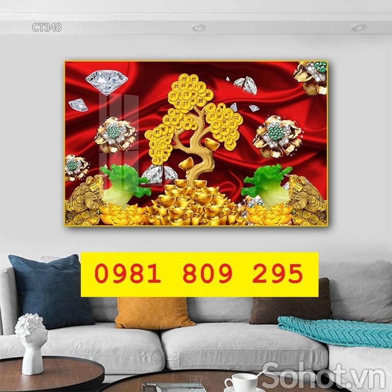 Tranh gạch cây kim tiền đẹp 3d