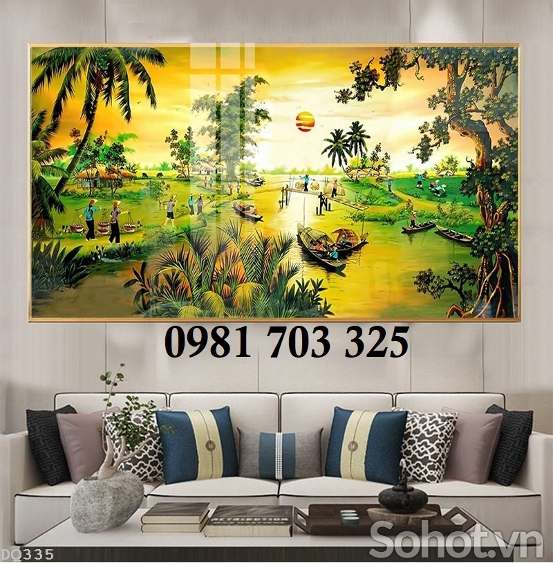Tranh gạch phong cảnh đồng quê trang trí tường