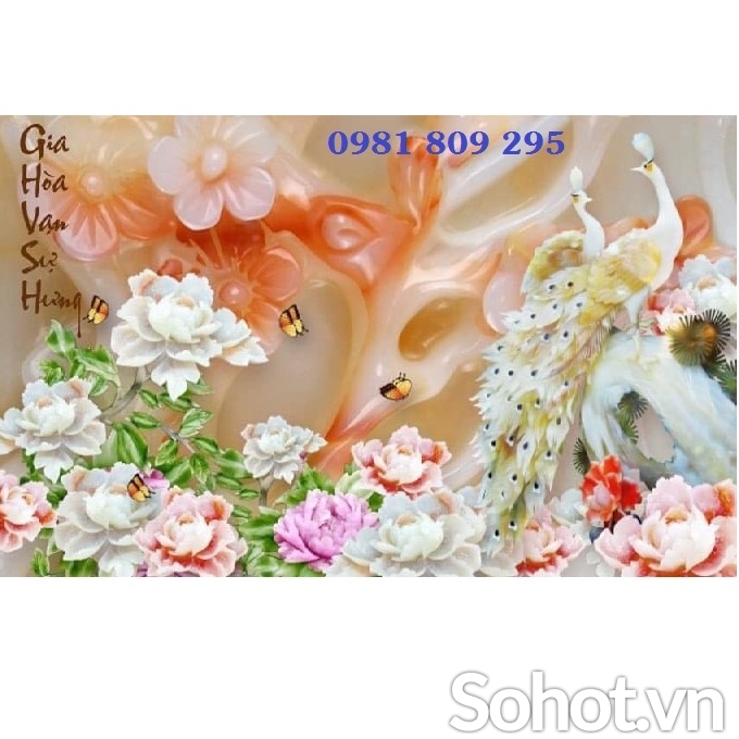 Tranh gạch hoa mẫu đơn phong thủy 3D GP9922